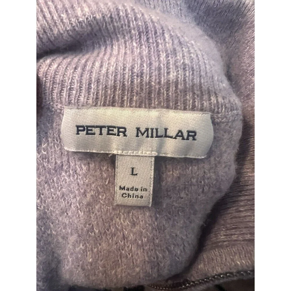 Peter Millar 1/4 Zip Sweater Pullover Cashmere Linen Blend Mens Large Purple